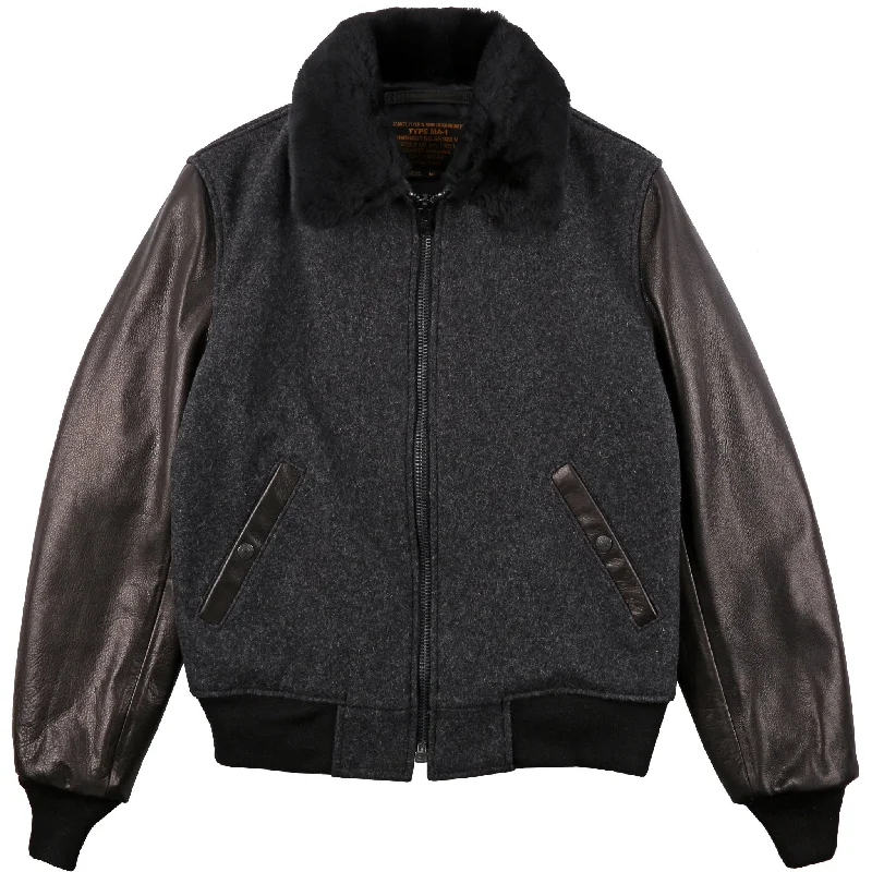 B-15 -  Bomber Jacket - Dark Grey Cardigan Sweater Pullover