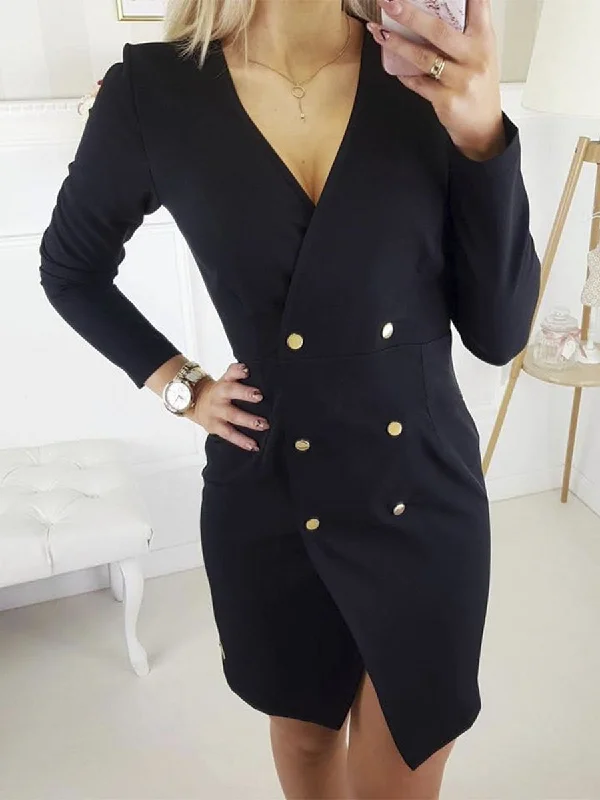 Sexy Slim Mini Dress - Black Classic Floral Mini Dress