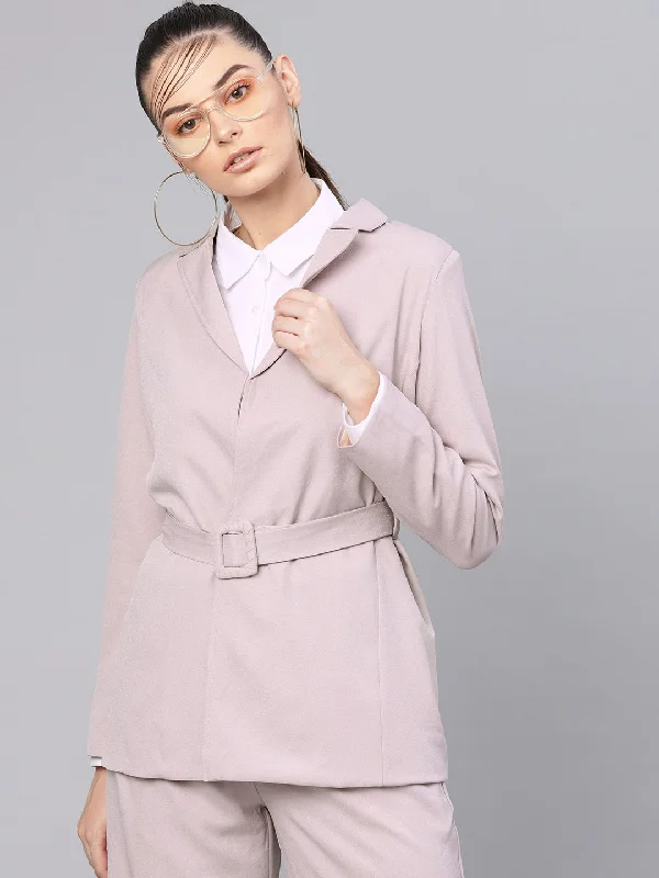 Mauve Belted Jacket Jacket Blazer Coat