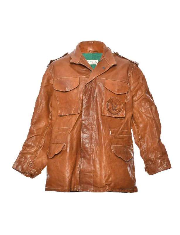 Single Breasted Brown Classic Leather Jacket - L Chenille Jacket Brocade Jacket Lace Jacket Single Breasted Brown Classic Leather Jacket - L Chenille Jacket Brocade Jacket Lace Jacket
