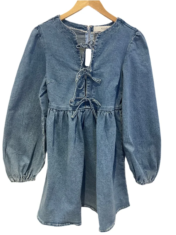 The Rylee Bow Tie Denim Mini Dress Elegant Mini Dress with Pleats