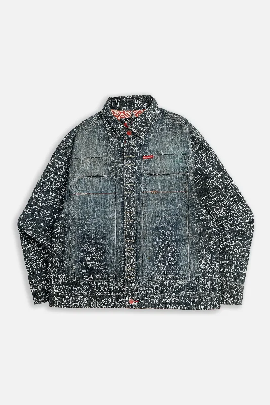 Vintage Ecko Denim Jacket - L Notch Collar Jacket Peter Pan Collar Jacket Cowl Neck Jacket Vintage Ecko Denim Jacket - L Notch Collar Jacket Peter Pan Collar Jacket Cowl Neck Jacket