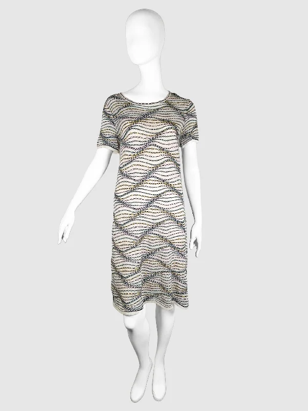 Wave Knit Mini Dress - Size L Fashionable Denim Mini Dress