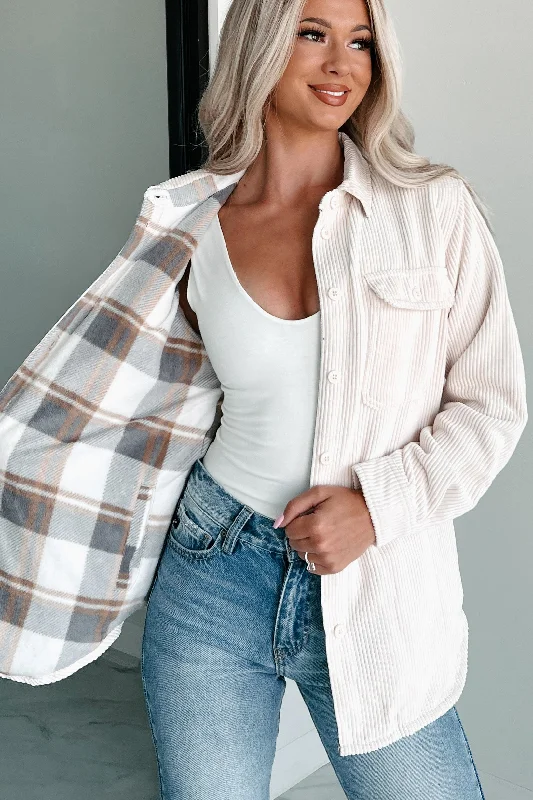 When The Leaves Turn Reversible Corduroy Jacket (Cream) Anorak Shell Jacket Lightweight Jacket