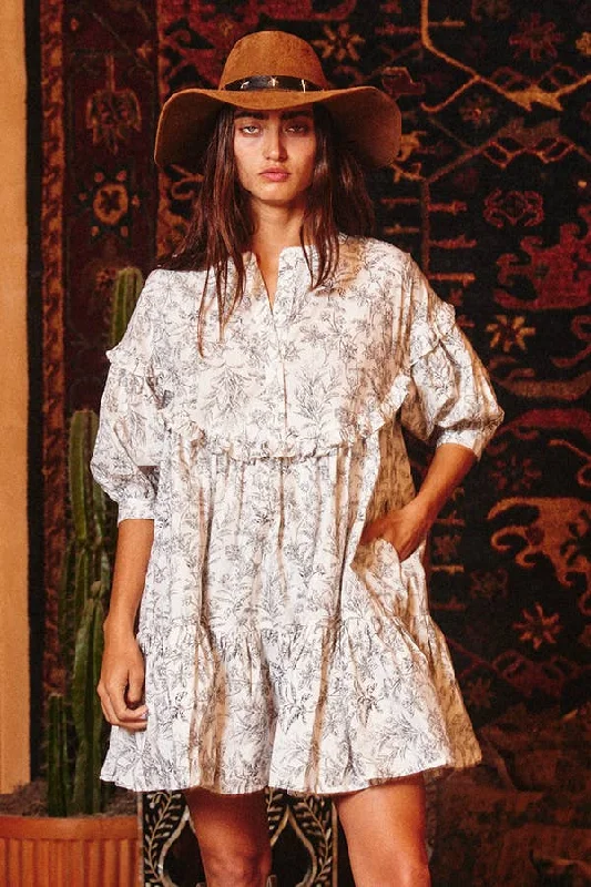 Wildflower Whispers Tiered Floral Mini Dress Cozy Ruched Mini Dress