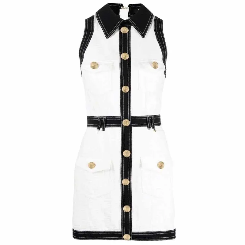 Women Black and White jean mini dress Denim Minidress With Pockets Cozy Cotton Mini Dress Women Black and White jean mini dress Denim Minidress With Pockets Cozy Cotton Mini Dress