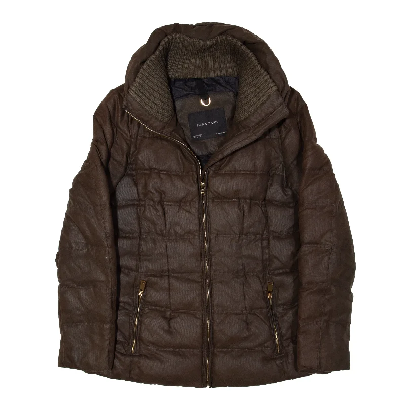ZARA Basic Jacket Brown Womens M Rayon Jacket Velvet Jacket Corduroy Jacket