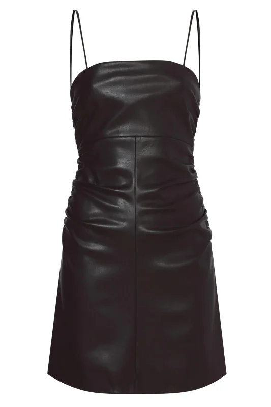 Faux Leather Ruched Mini Dress Fashionable Polka Dot Mini Dress
