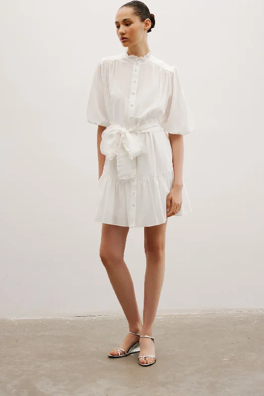 Jasmine Cotton Mini Dress | White Stylish Short Sleeve Mini Dress