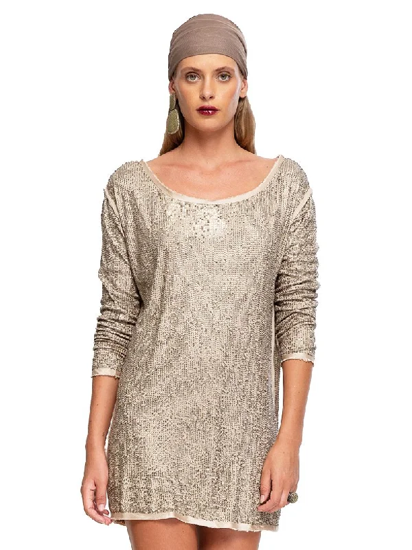 Nyx Beaded Long Top or Mini Dress Chic Mini Dress with V-Neck