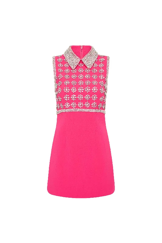 Rina Collar Mini Dress Modern Satin Mini Dress