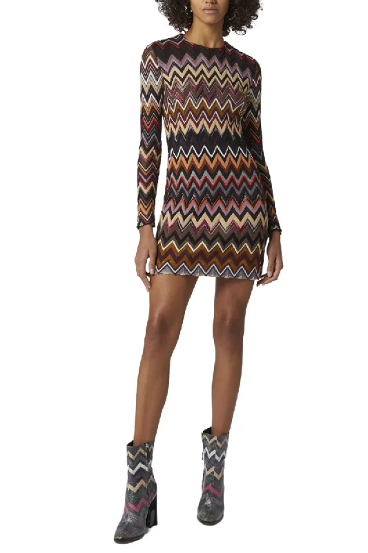Zigzag Mini Dress Cozy Knit Mini Dress