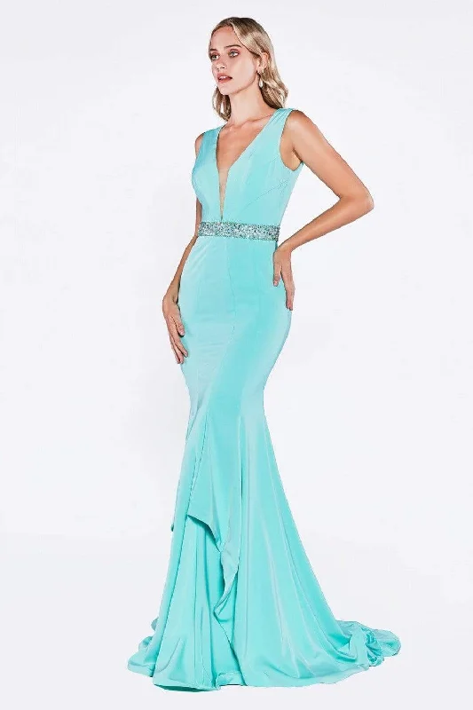 Cinderella Divine - P107 Beaded Waist Evening Dress