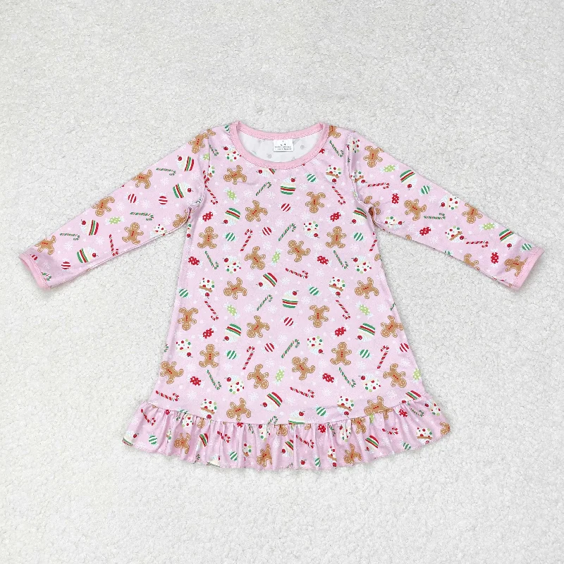 GLD0550  toddler girl clothes gingerbread  man baby girl xmas winter dress