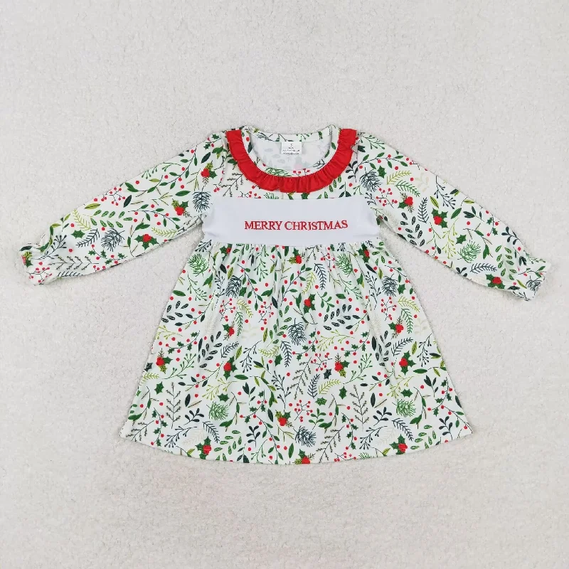 GLD0579  toddler girl clothes embroidery flower girl christmas  winter dress