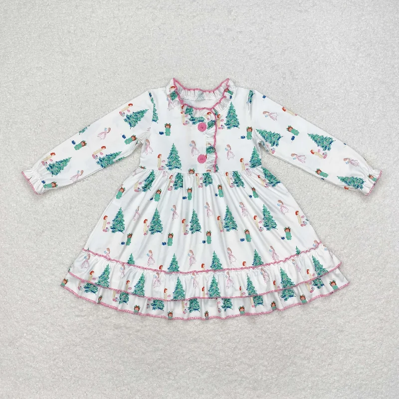 GLD0622     toddler girl clothes tree girl christmas winter dress