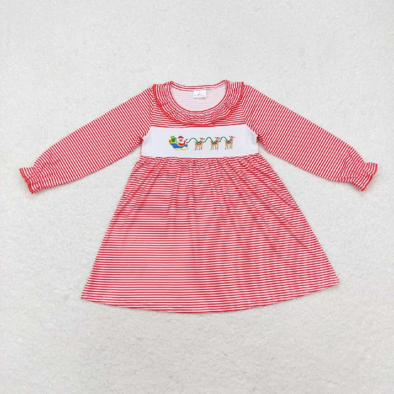 GLD0632   toddler girl clothes embroidery deer girl christmas winter dress