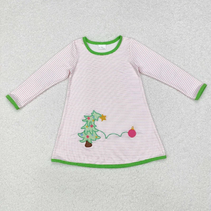 GLD0704    toddler girl clothes embroidery xmas tree girl  christmas winter dress