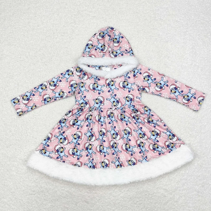 GLD0724   toddler girl clothes cartoon dog girl christmas winter dress