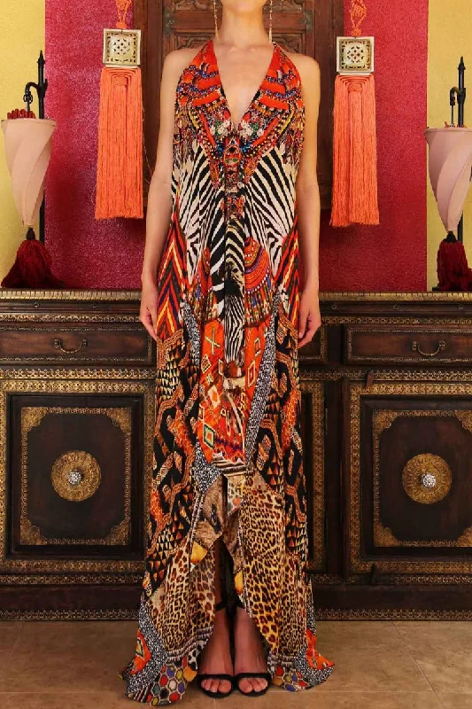 Orange Tribal Print Dress
