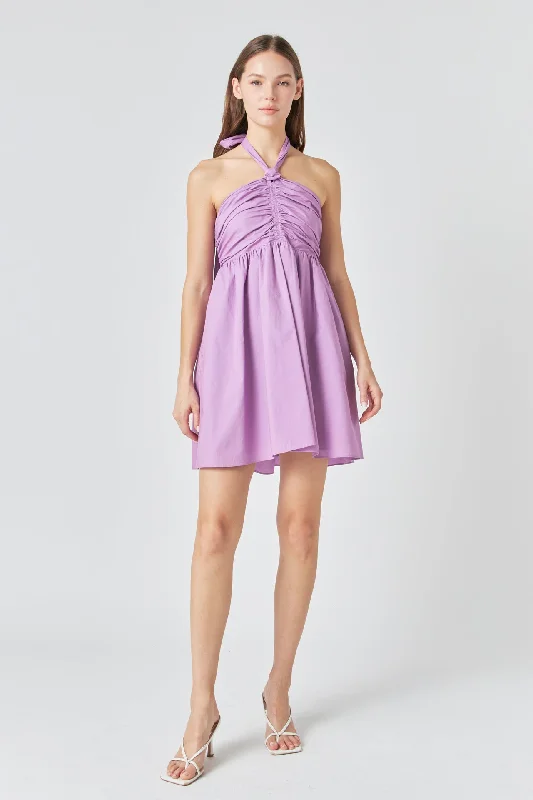 Endless Rose - Ruched Halter Neck Flounce Dress