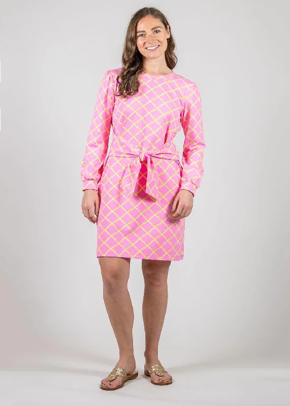 Sydney Dress - Bamboo Lattice Pink/Tan