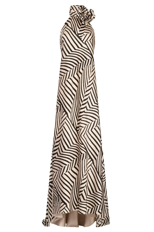 Tila Dress | Beige Black Stripes