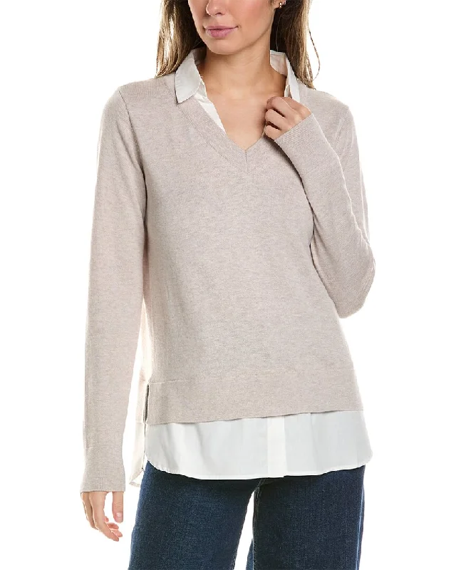 Alashan Cashmere Montage Shirttail Cashmere-Blend Sweater Nylon Fabric Polyester Fabric Spandex Fabric