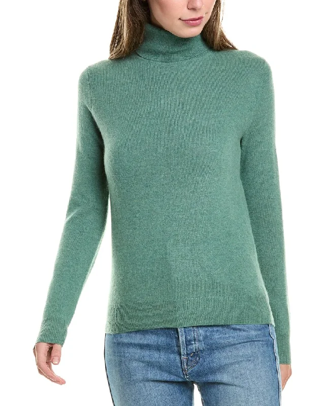Amicale Cashmere Basic Turtleneck Cashmere Sweater Handmade Hand-knitted Hand-woven
