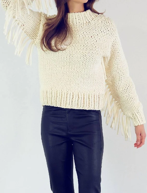 Beth Sweater In Cream High Neck Crew Neck V-Neck