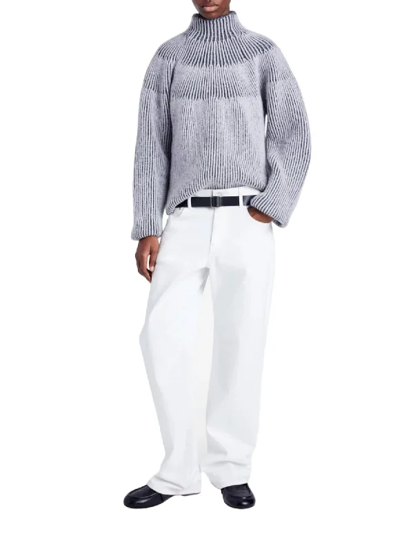 Brynn Sweater In Grey/pale Grey Melange Chenille Fabric Brocade Fabric Lace Fabric