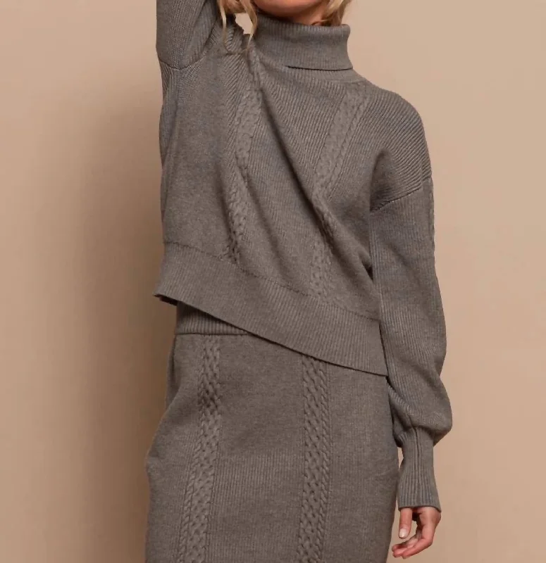 Cable Stich Sweater In Grey Slim Fit Regular Fit Oversized