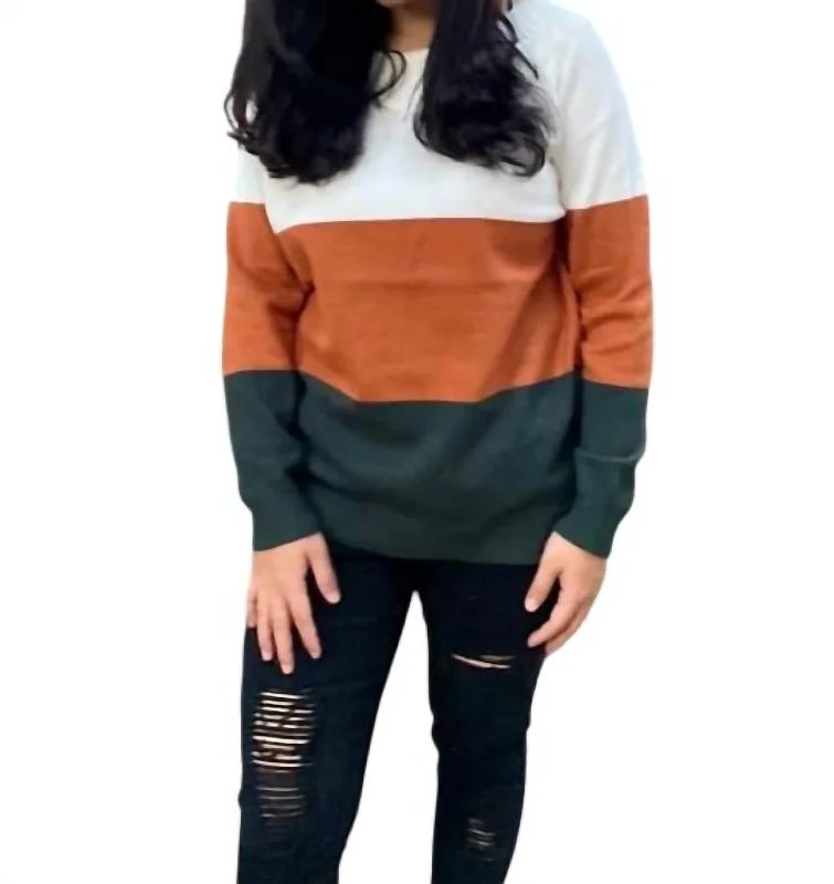 Color Block Off The Shoulder Sweater In Multi Neon Metallic Matte