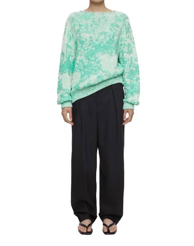 Crewneck Long-Sleeve Sweater In Green Kick Stretchy Elastic Breathable