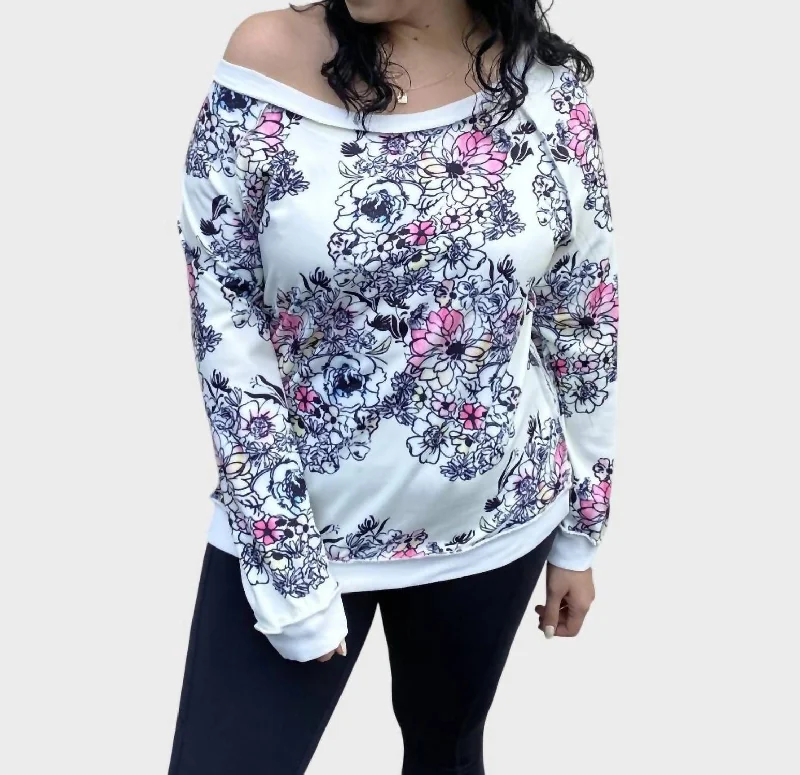 Daisy Slouchy Sweater In White Polka Dot Checkered Tartan