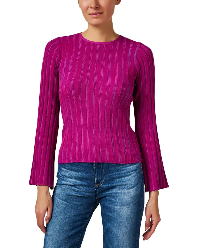 Ecru Rib Knit Silk Sweater Beaded Sweater Sequined Faux Fur