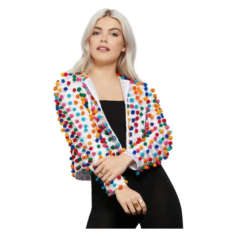 Pom Pom Festival Jacket Rainbow Colours Embroidered Jacket Appliqued Jacket Beaded Jacket