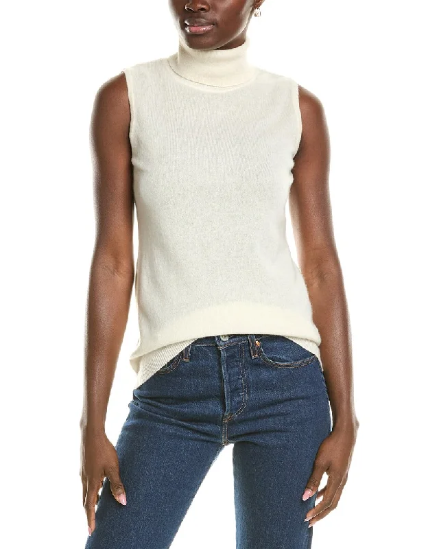 Forte Cashmere Sleeveless Turtleneck Cashmere Sweater Plaid Sweater Polka Dot Checkered