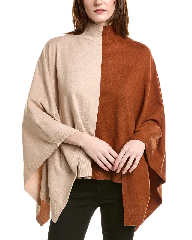 Love Token Colorblock Poncho Sweater Zippered Buttoned Snapped