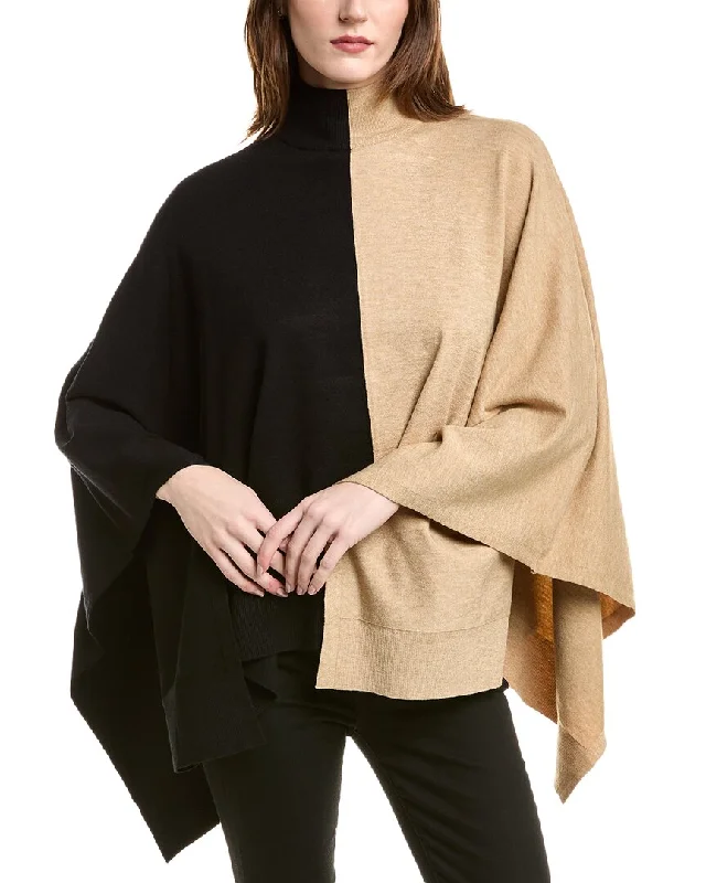 Love Token Colorblock Poncho Sweater Spandex Blend Rayon Blend Denim Blend