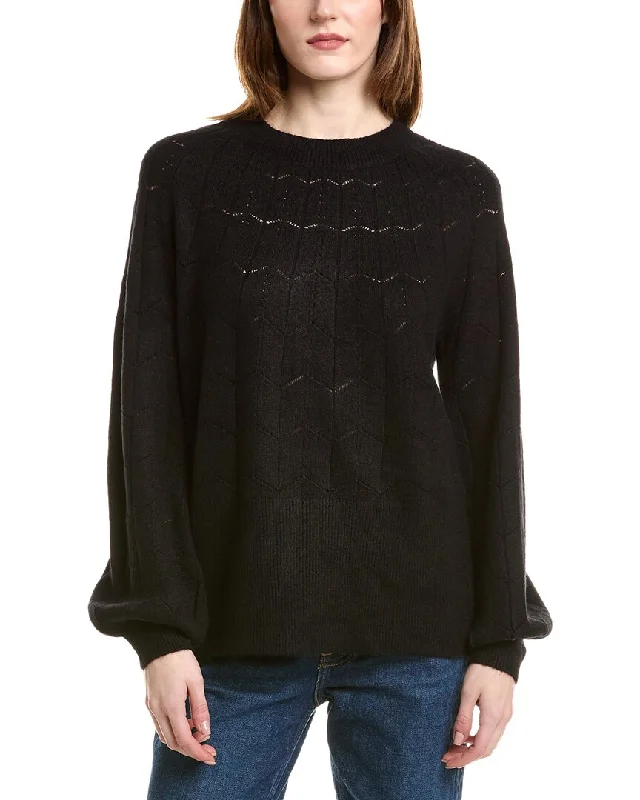 Love Token Pointelle Sweater Spandex Blend Rayon Blend Denim Blend