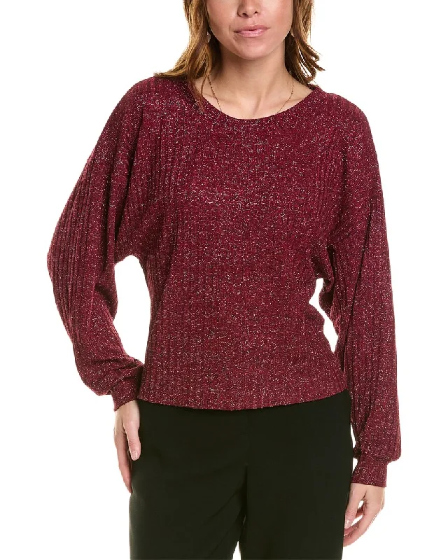 LUXE ALWAYS Lurex Rib Sweater Mesh Blend Leather Blend Suede Blend