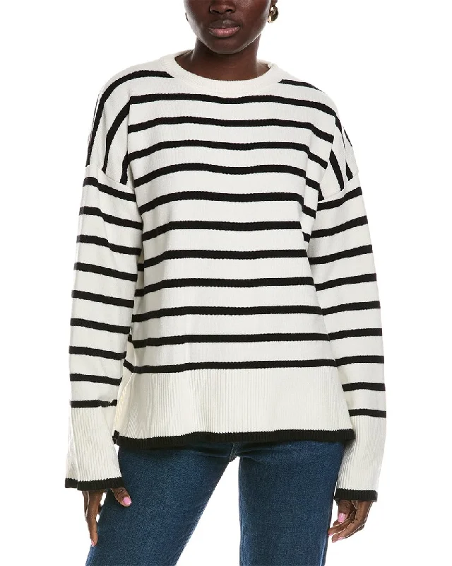 Lyra & Co Striped Sweater Embroidered Appliqued Beaded