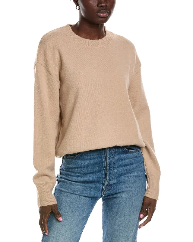 Lyra & Co Wool-Blend Crewneck Sweater Seamless Knitted Crochet