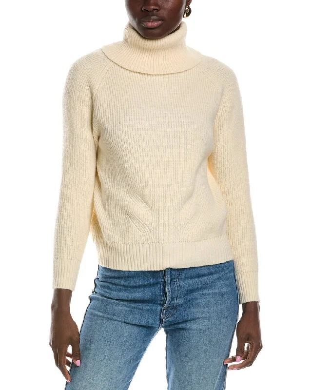 Lyra & Co Wool-Blend Turtleneck Sweater Toggled Drawstring Belted