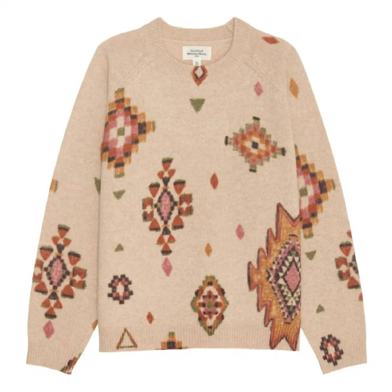 Mahalia Wool Sweater In Beige Spandex Blend Rayon Blend Denim Blend