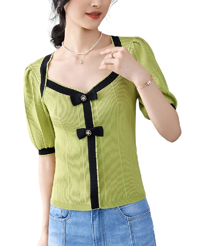 Ounixue Sweater Ribbed Striped Patterned