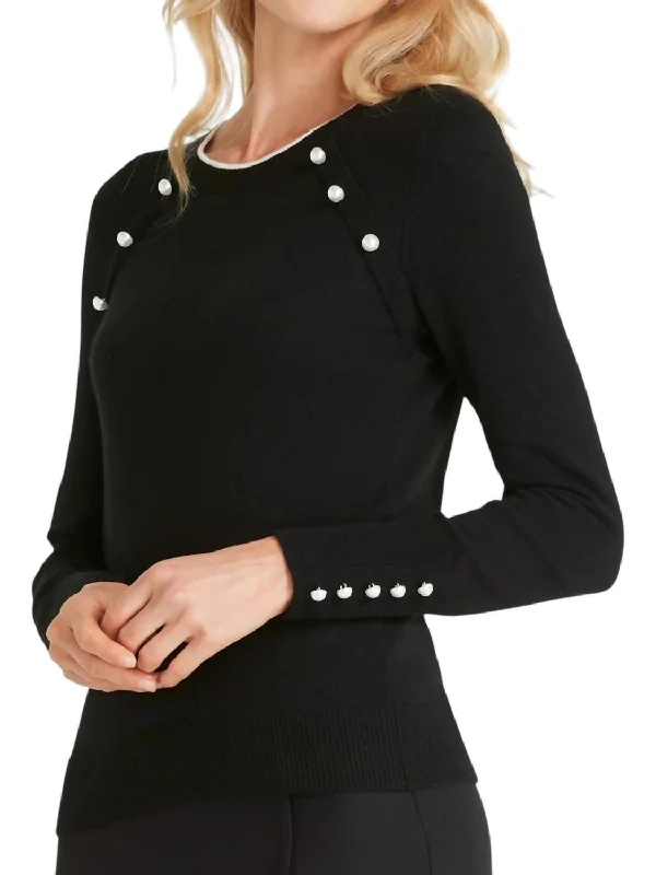 Pearl Long Sleeve Sweater In Black Boxy Sweater Fitted Sweater A-Line
