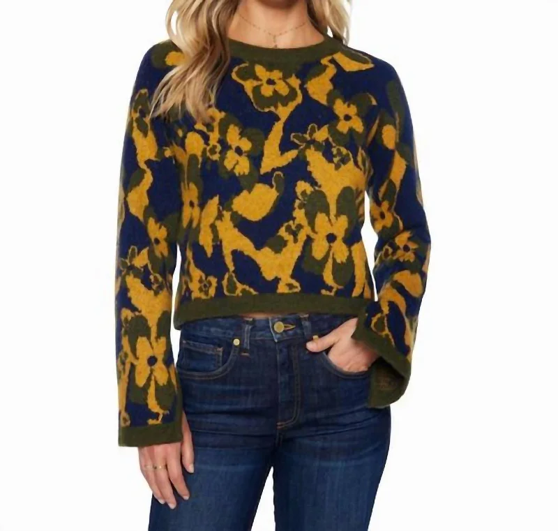 Sandi Sweater In Multi Silk Blend Satin Velvet