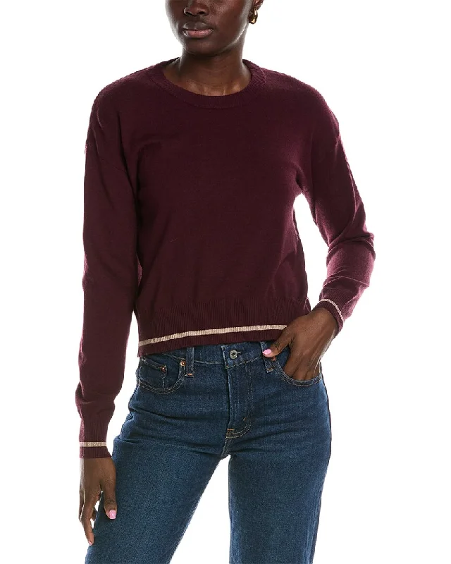 Splendid Syd Lurex Stripe Crew Sweater Spandex Rayon Corduroy